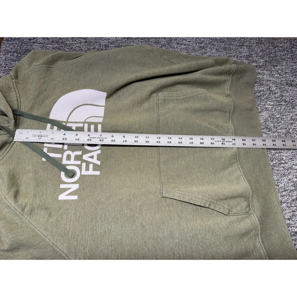 The North Face Mens Large Olive Green Heathered Logo Pullover Hoodie Sweatshirt